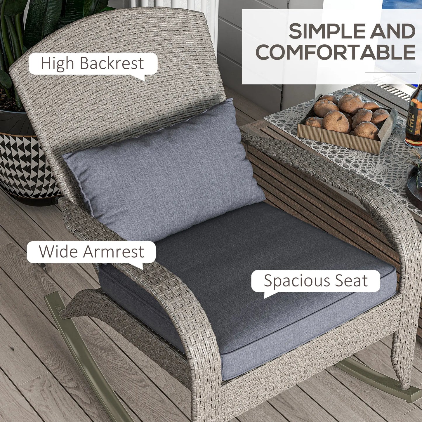Adirondack Chair, Outdoor Wicker Rocking Chair, Grey Patio Chairs at Gallery Canada