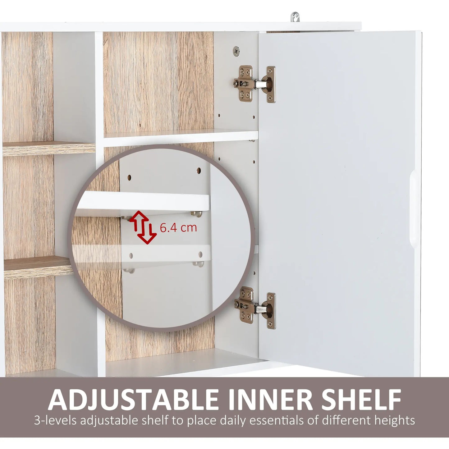 Wall-Mounted Medicine Cabinet with Mirror, Over Toilet Vanity, Oak, White Mirror Medicine Cabinets at Gallery Canada