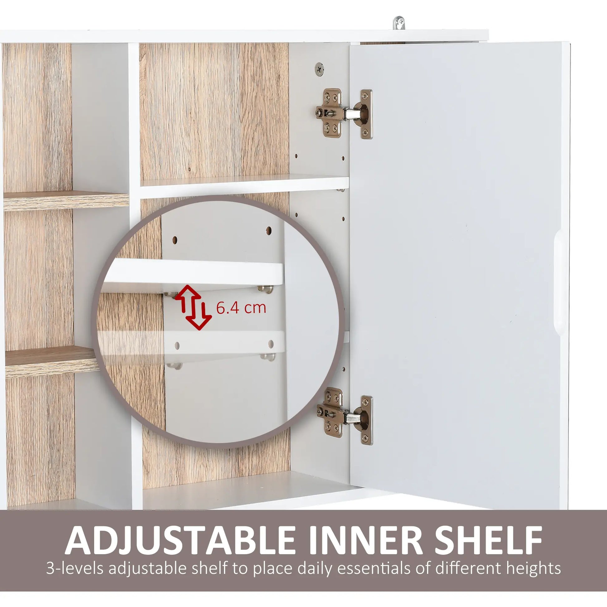 Wall-Mounted Medicine Cabinet with Mirror, Over Toilet Vanity, Oak, White Mirror Medicine Cabinets at Gallery Canada