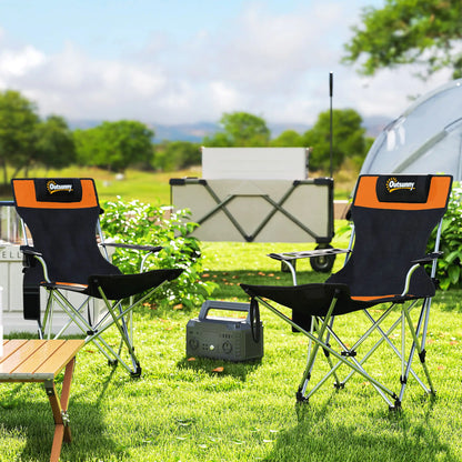 Reclining Camping Chair Set With Foot Rest, Headrest, Cup Holder, Storage Bag, Orange Picnic Tables & Camping Chairs at Gallery Canada