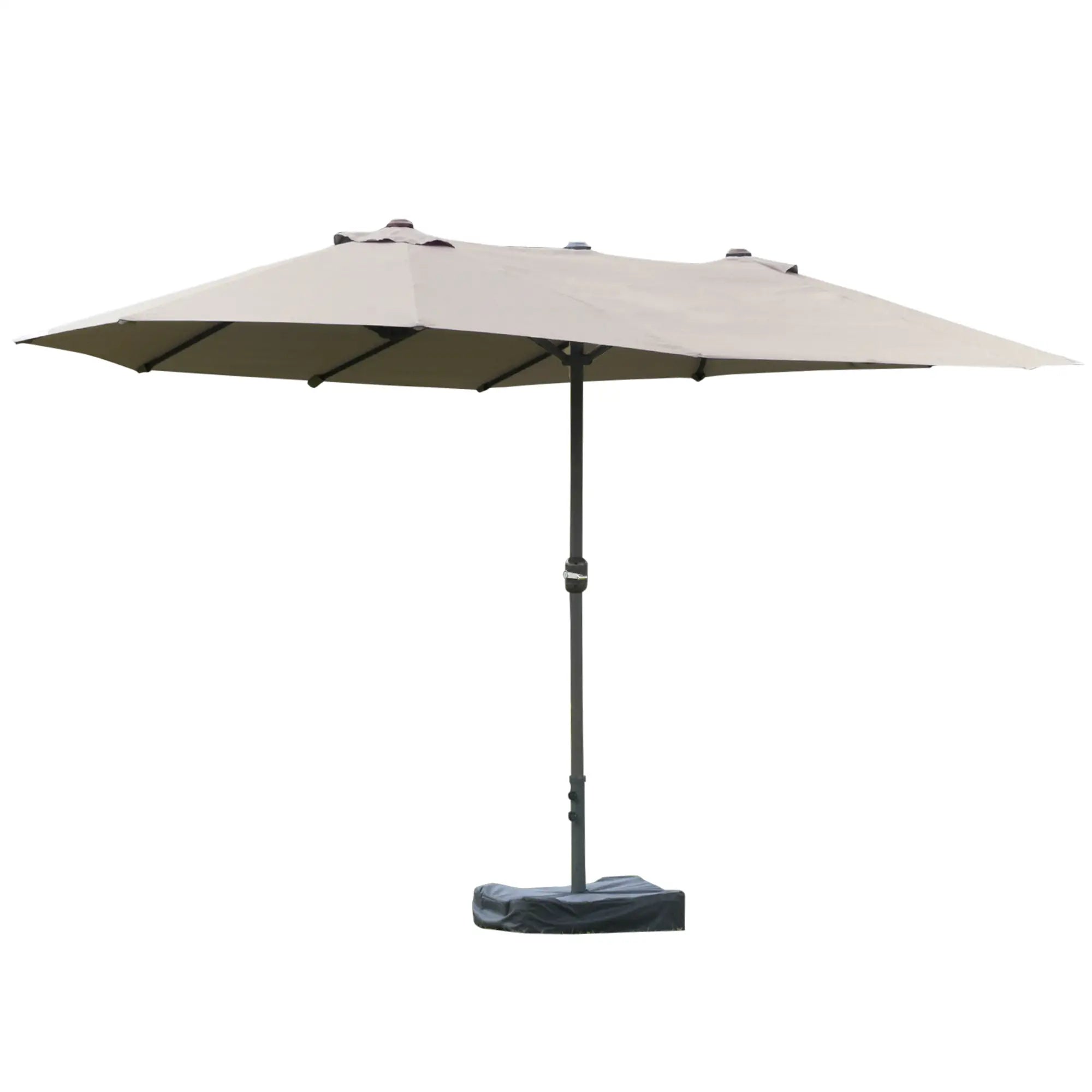15' Outdoor Patio Umbrella, Twin Canopy Sunshade, Steel Table, Light Grey Double-sided Umbrellas at Gallery Canada