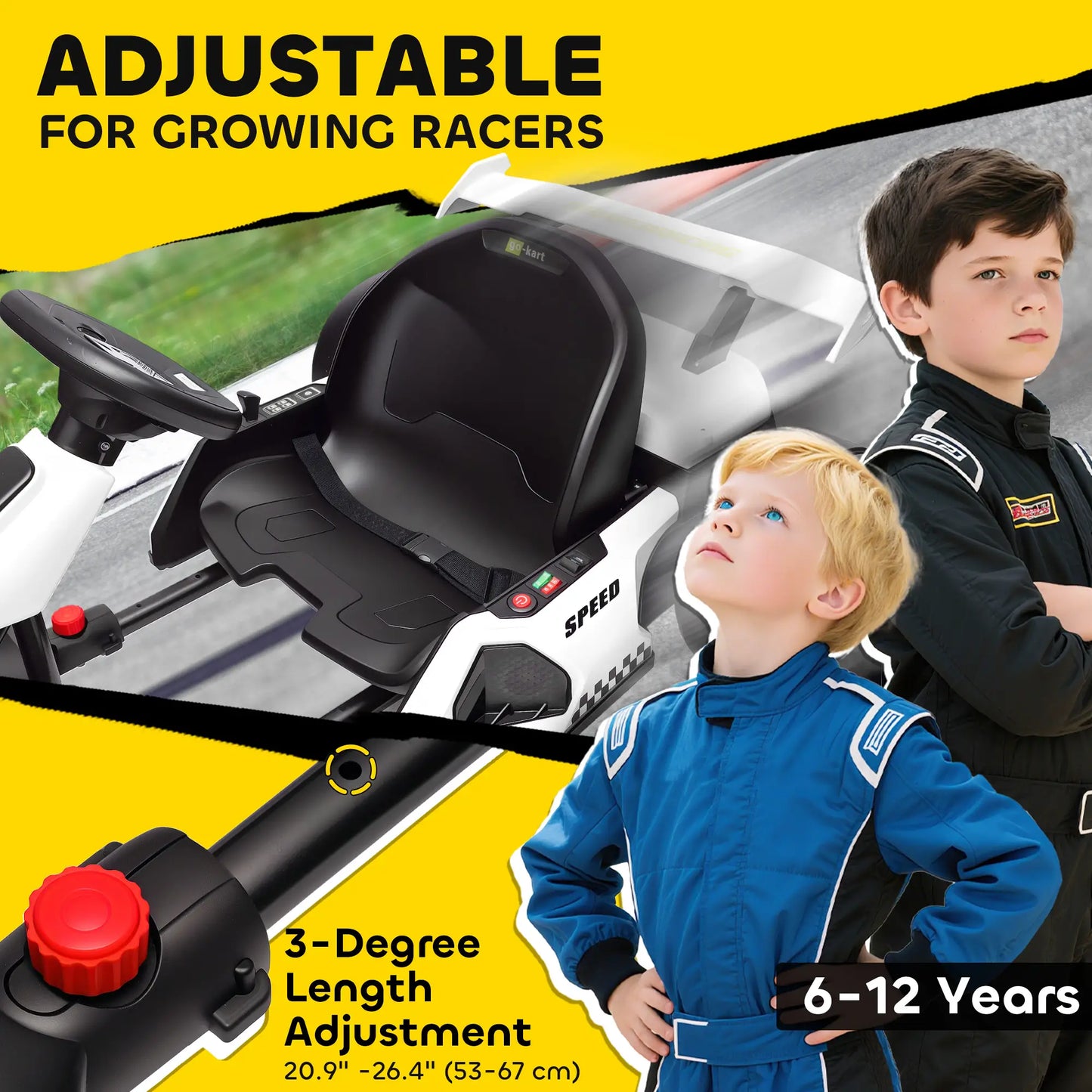 24V Electric Go Kart, Battery Powered Kids Drift Kart, Adjustable Seat, White Electric Ride On Toys at Gallery Canada