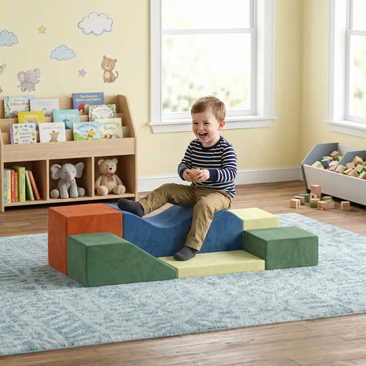 6PCS Kids Foam Climbing Blocks Set, Soft Play, Non-Slip Base Kids Gym & Playmats Multi Colour at Gallery Canada