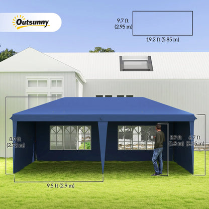 10' x 20' Outdoor Pop Up Canopy Tent, Instant Shelter With Carrying Bag, Blue Pop Up Canopies at Gallery Canada