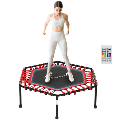 45" Rebounder Trampoline, Quiet Bungee with LED Lights, Red Trampolines at Gallery Canada
