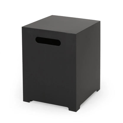 Metal Propane Tank Cover Side Table, 15.5" L x 15.5" W x 20" H, Dark Grey Patio Side Tables Dark Grey at Gallery Canada
