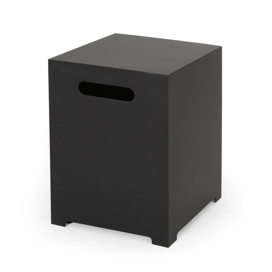 Metal Propane Tank Cover Side Table, 15.5" L x 15.5" W x 20" H, Dark Grey Patio Side Tables Dark Grey at Gallery Canada