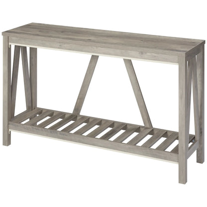Farmhouse Entryway Table, Rustic Console with Shelf, Distressed, Grey Console Tables at Gallery Canada