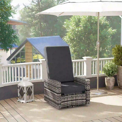 Outdoor Rattan Wicker Lounge Chair with Footrest, Soft Cushion, Grey Patio Chairs at Gallery Canada