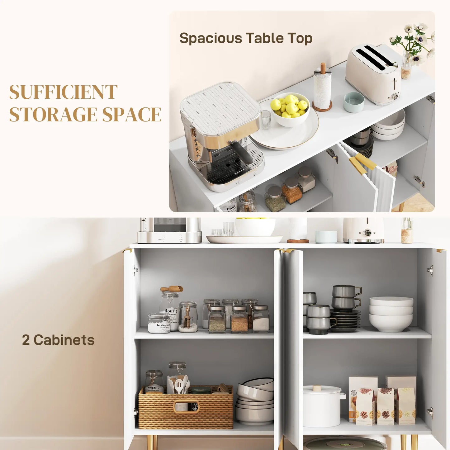 Modern Kitchen Storage Cabinet, Adjustable Shelves, White Bar Cabinets at Gallery Canada