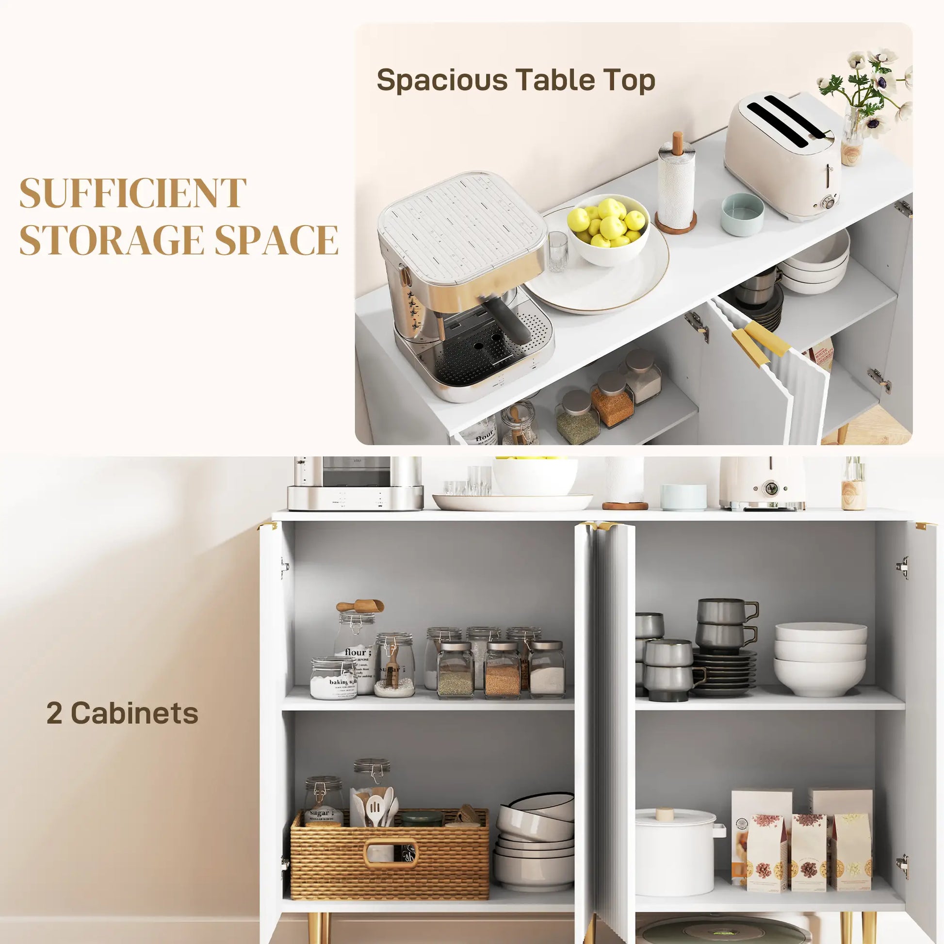 Modern Kitchen Storage Cabinet, Adjustable Shelves, White Bar Cabinets at Gallery Canada