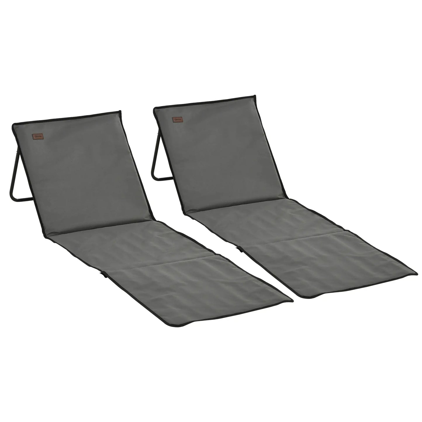 Foldable Lounge Chairs, Adjustable Backrest, Set of 2, Grey Beach Accessories Grey at Gallery Canada