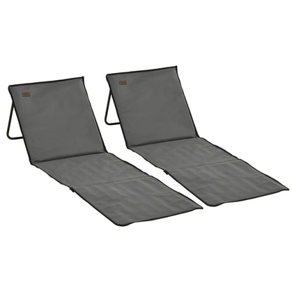 Foldable Lounge Chairs, Adjustable Backrest, Set of 2, Grey Beach Accessories Grey at Gallery Canada