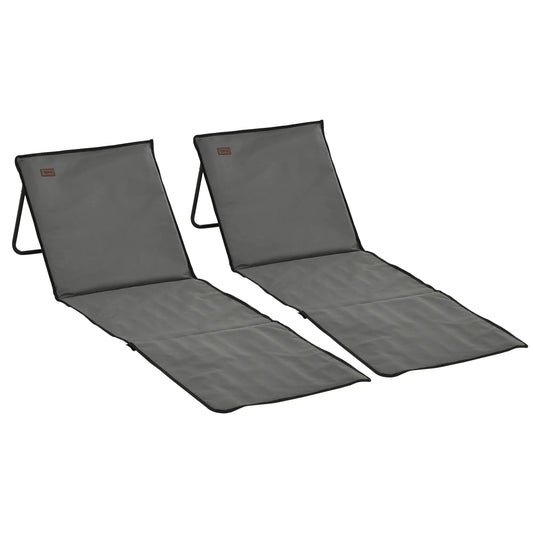 Foldable Lounge Chairs, Adjustable Backrest, Set of 2, Grey Beach Accessories Grey at Gallery Canada