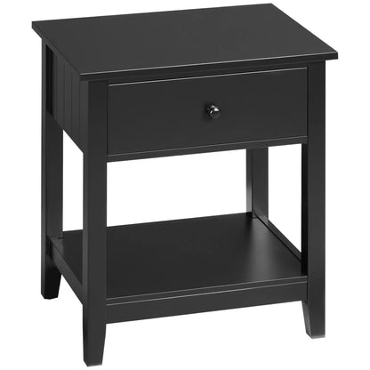 Modern Nightstand, Small End Table with Drawer, Storage Shelf, Black Side Tables at Gallery Canada