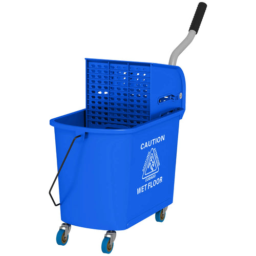 Compact Mop Bucket with Wringer, 5 Gallon, Separate Dirty Clean Water, Blue