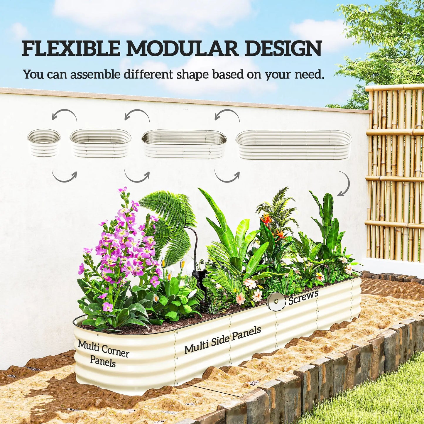 7.9 x 2 x 1ft Galvanized Raised Garden Bed Kit, Metal Planter Box, Cream White Galvanized Planter Boxes at Gallery Canada