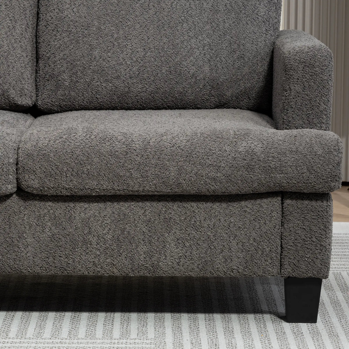 54.3" Loveseat Sofa, 2 Seater, Removable Cushions, Solid Wood Frame, Dark Grey 2-Seater Sofas at Gallery Canada