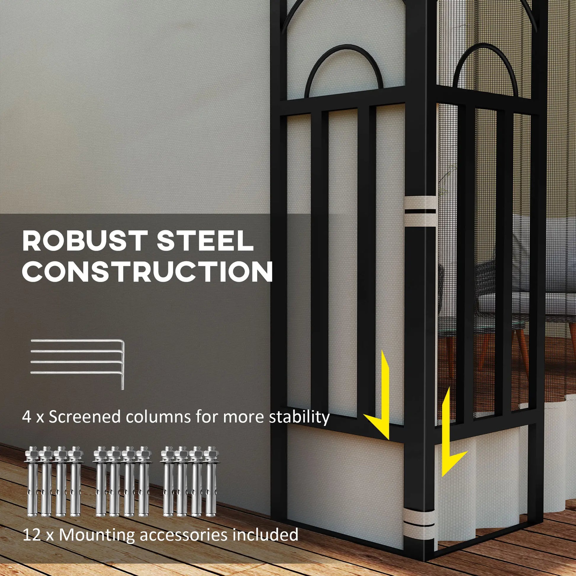 10' x 13' Outdoor Pergola, UV Resistant, with Curtains, Beige Pergolas at Gallery Canada