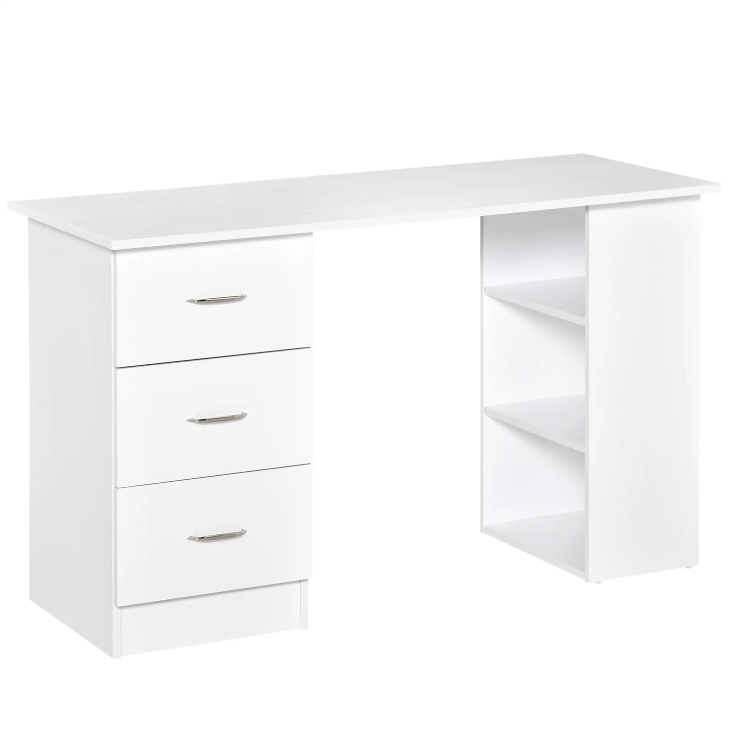 47 Inches Office Desk, 3-Tier Storage Shelves, Drawers, White Writing Desks at Gallery Canada