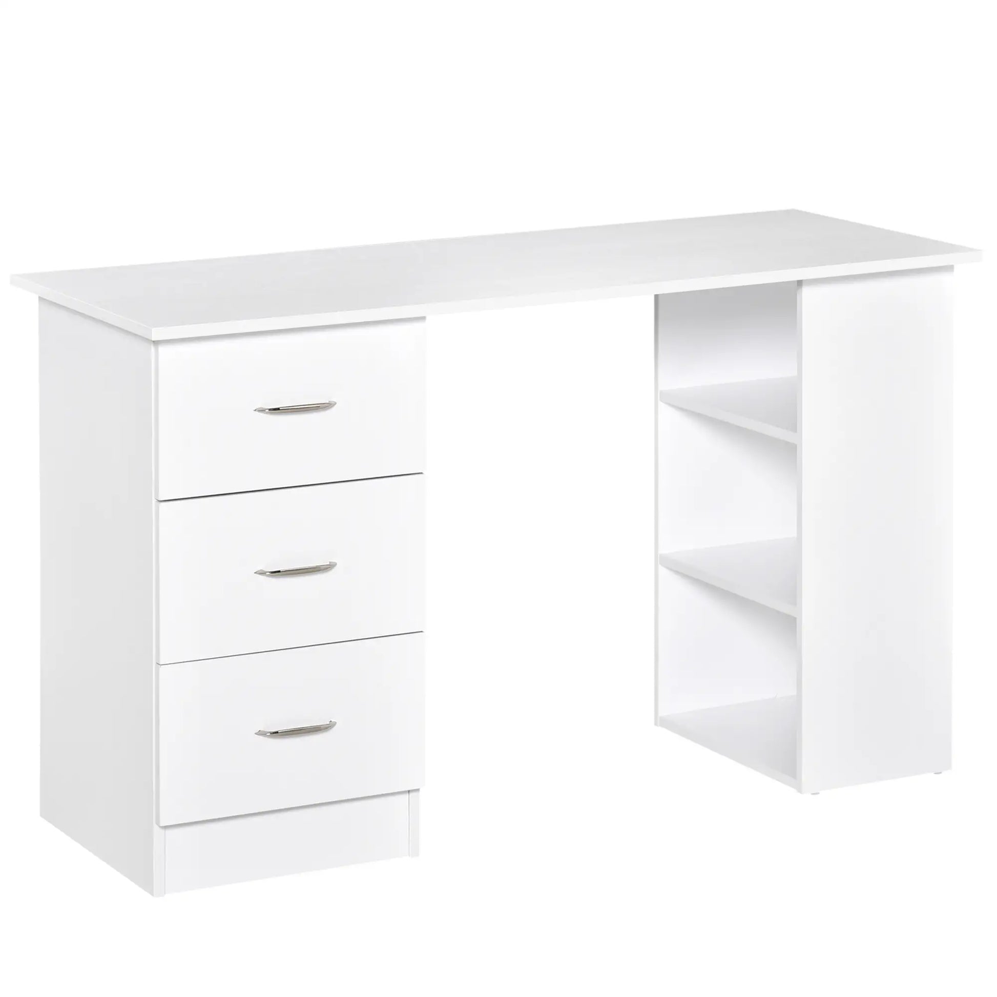 47 Inches Office Desk, 3-Tier Storage Shelves, Drawers, White Writing Desks at Gallery Canada