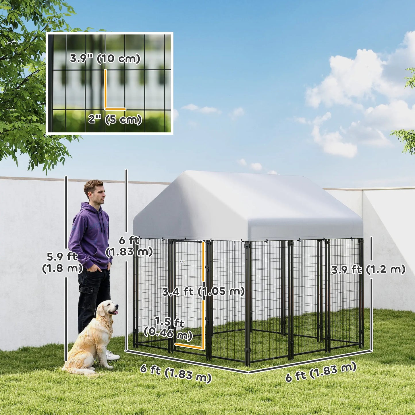 Outdoor Dog Kennel, Waterproof UV-Resistant Cover, 6' x 6' x 6' Dog Kennels at Gallery Canada