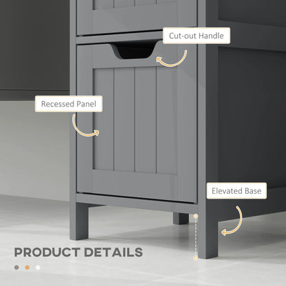 Narrow Bathroom Cabinet, 3 Drawers, 2 Tier Shelf, Tall Cupboard, Grey Bathroom Cabinets at Gallery Canada