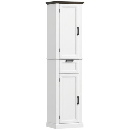 65" Tall Bathroom Storage Cabinet, Freestanding Farmhouse Slim, White Freestanding Bathroom Cabinets White, Brown at Gallery Canada