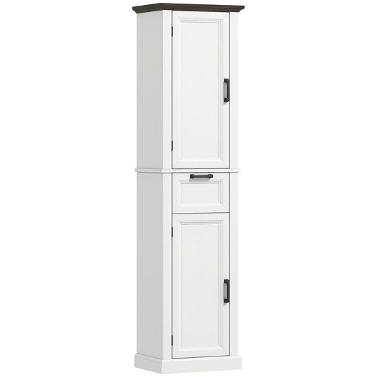 65" Tall Bathroom Storage Cabinet, Freestanding Farmhouse Slim, White Freestanding Bathroom Cabinets White, Brown at Gallery Canada