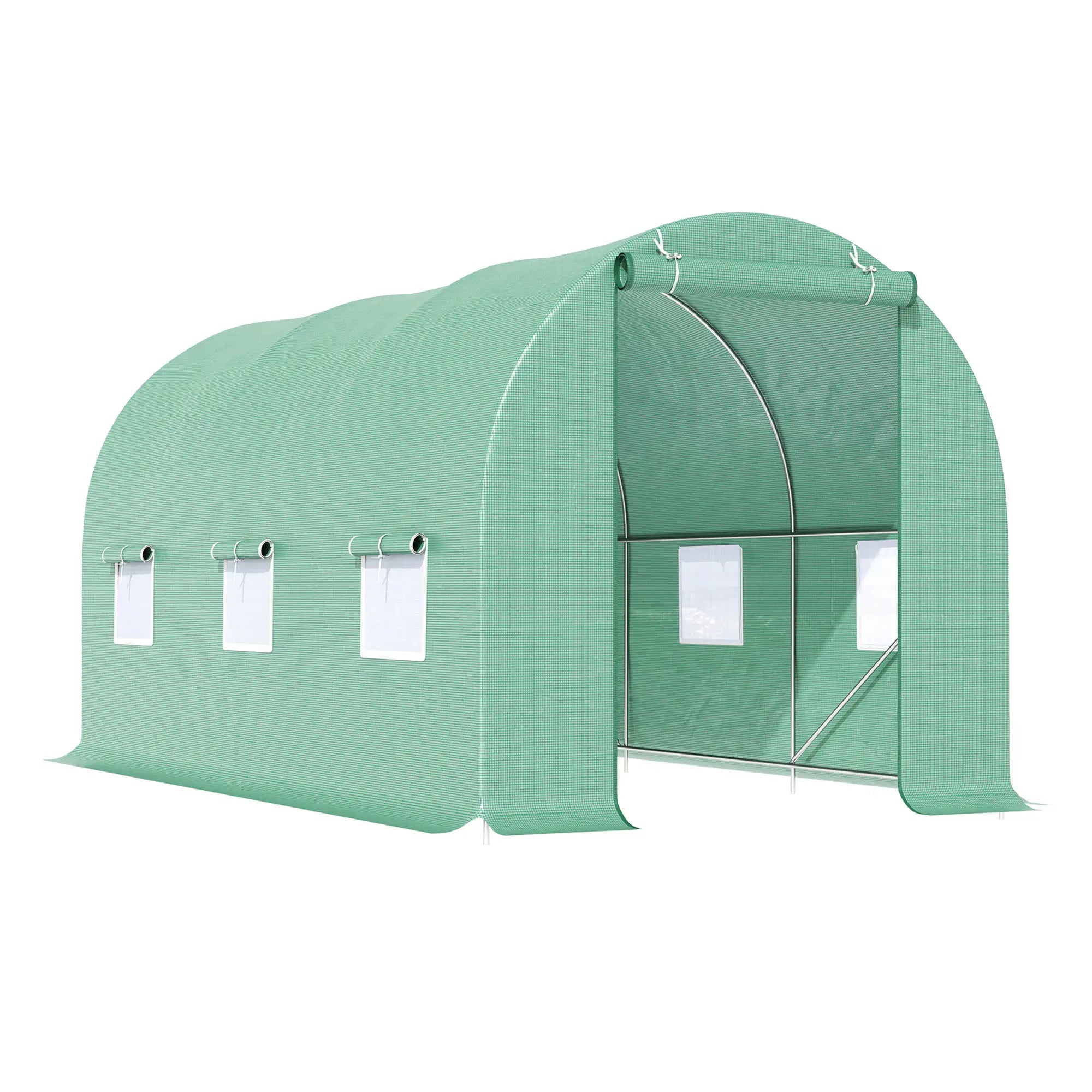 15' x 6.6' x 6.6' Walk-in Greenhouse, PE Cover, Roll Up Door, Windows Walk In Greenhouses Deep Green at Gallery Canada