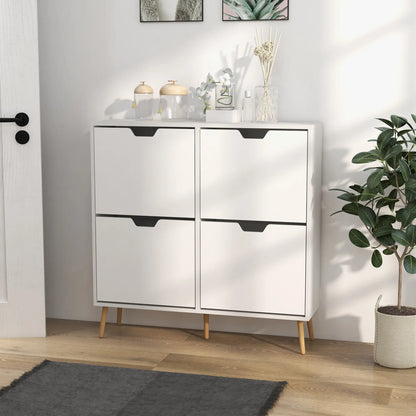Shoe Storage Cabinet, 4 Flip Drawers, Adjustable Shelf, Holds 8-16 Pairs, White Shoe Storage Cabinets & Racks at Gallery Canada