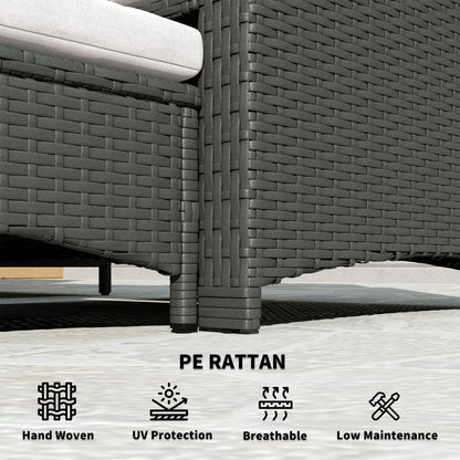 5 Piece Rattan Balcony Set, Wicker Outdoor Furniture, 2-Tier Coffee Table, Ottomans, Cream White, Grey Patio Furniture Sets at Gallery Canada