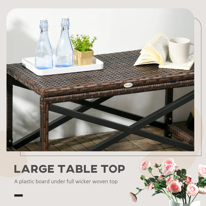 Patio Wicker End Table, Outdoor PE Rattan Side Table, Mixed Brown, Brown Patio Side Tables at Gallery Canada