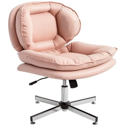 Criss Cross Chair, Armless Wide Office Chair, Tilting, No Wheels, Pink
