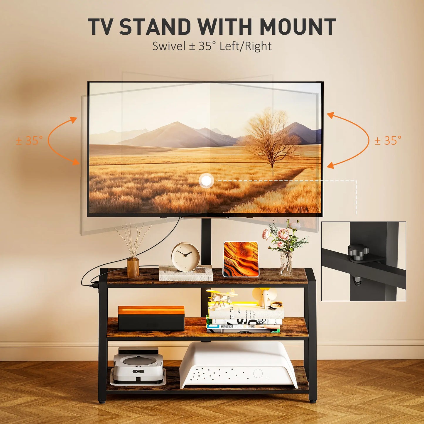 TV Stand with Mount, Power Outlet, LED Lights, for 32-70 Inch TVs TV Stands at Gallery Canada