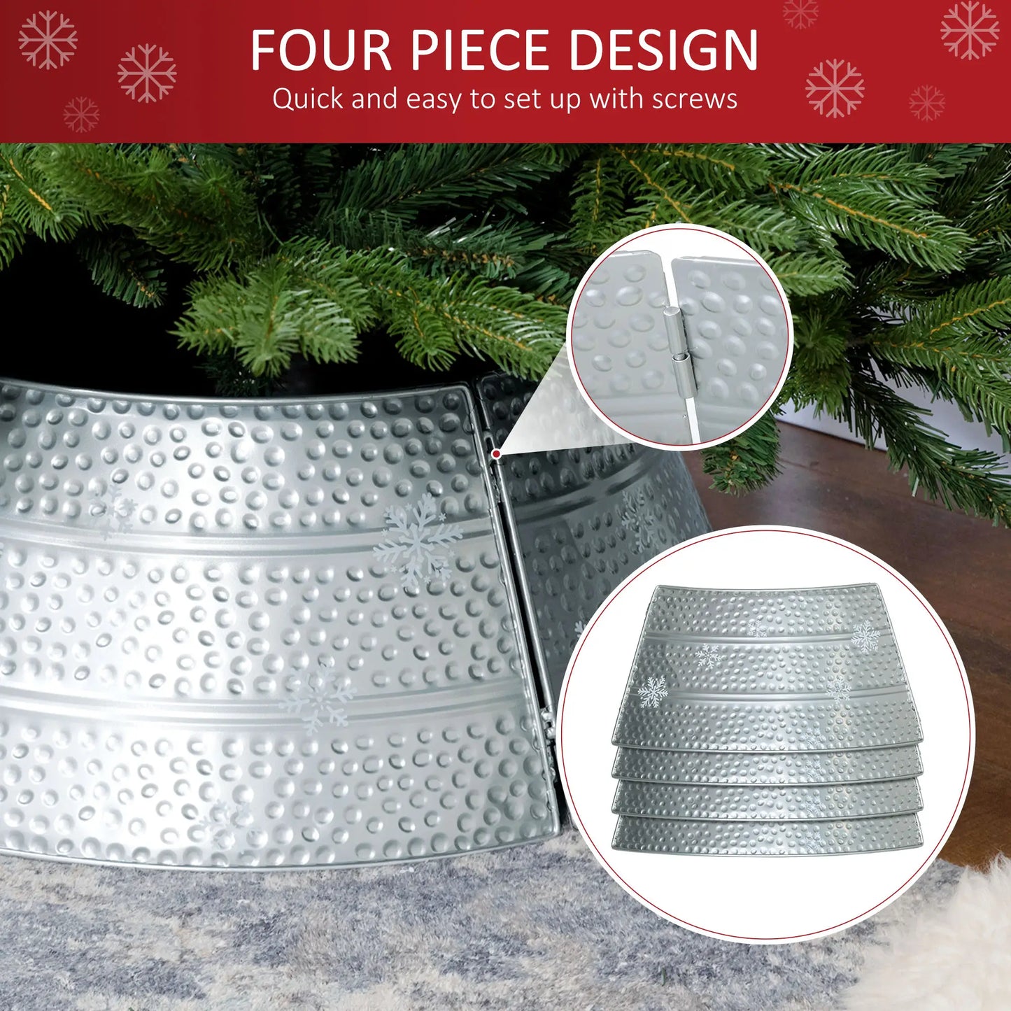 26" Christmas Tree Base Cover, Hollow Snowflake Pattern, Silver Christmas Trees at Gallery Canada