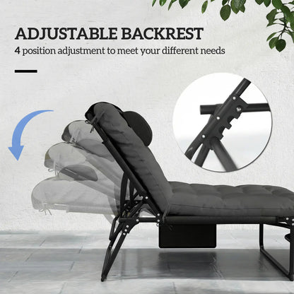 Folding Lounge Chair, 4-Level Reclining Back, Dark Grey Lounger Chairs at Gallery Canada