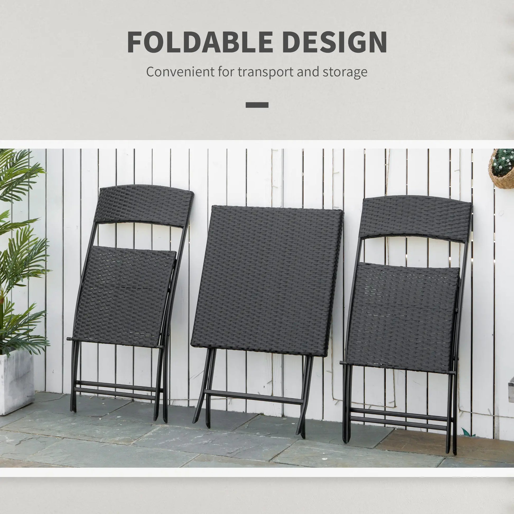 3-Piece Outdoor Folding Rattan Bistro Set, Mixed Brown, Brown Bistro Sets at Gallery Canada