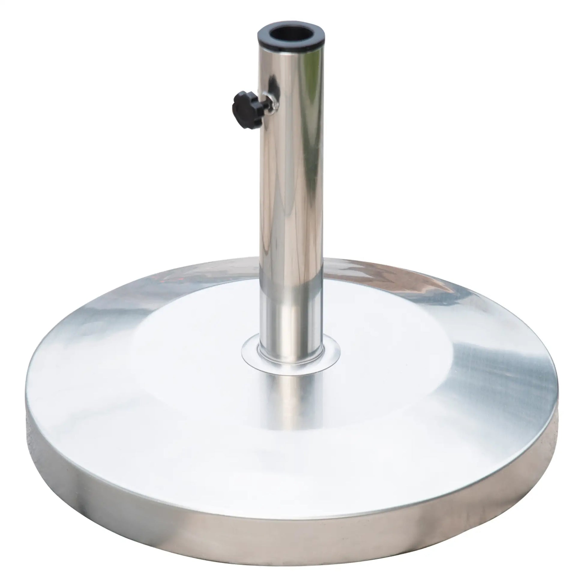 19" Round Patio Umbrella Stand, Stainless Steel Base, Silver Umbrella Bases Silver at Gallery Canada