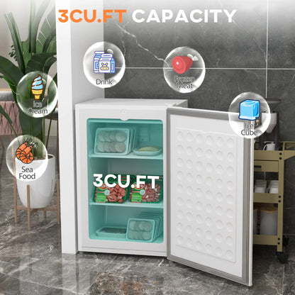 3 Cu.Ft Upright Freezer, Reversible Door, Adjustable Thermostat, White Small Kitchen Appliances at Gallery Canada