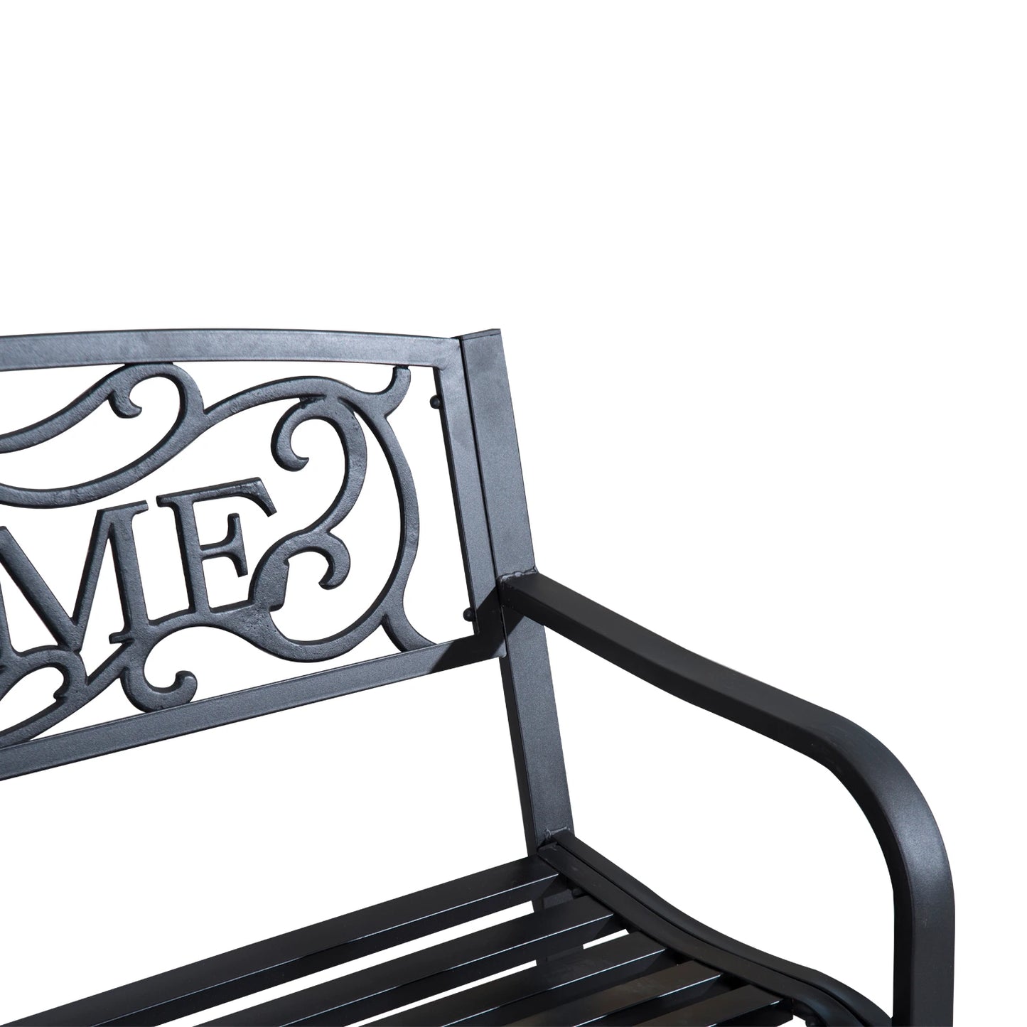 50" 2-Seater Garden Bench, Metal Outdoor Loveseat, Black Outdoor Benches at Gallery Canada