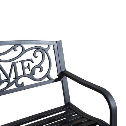 50" 2-Seater Garden Bench, Metal Outdoor Loveseat, Black Outdoor Benches at Gallery Canada