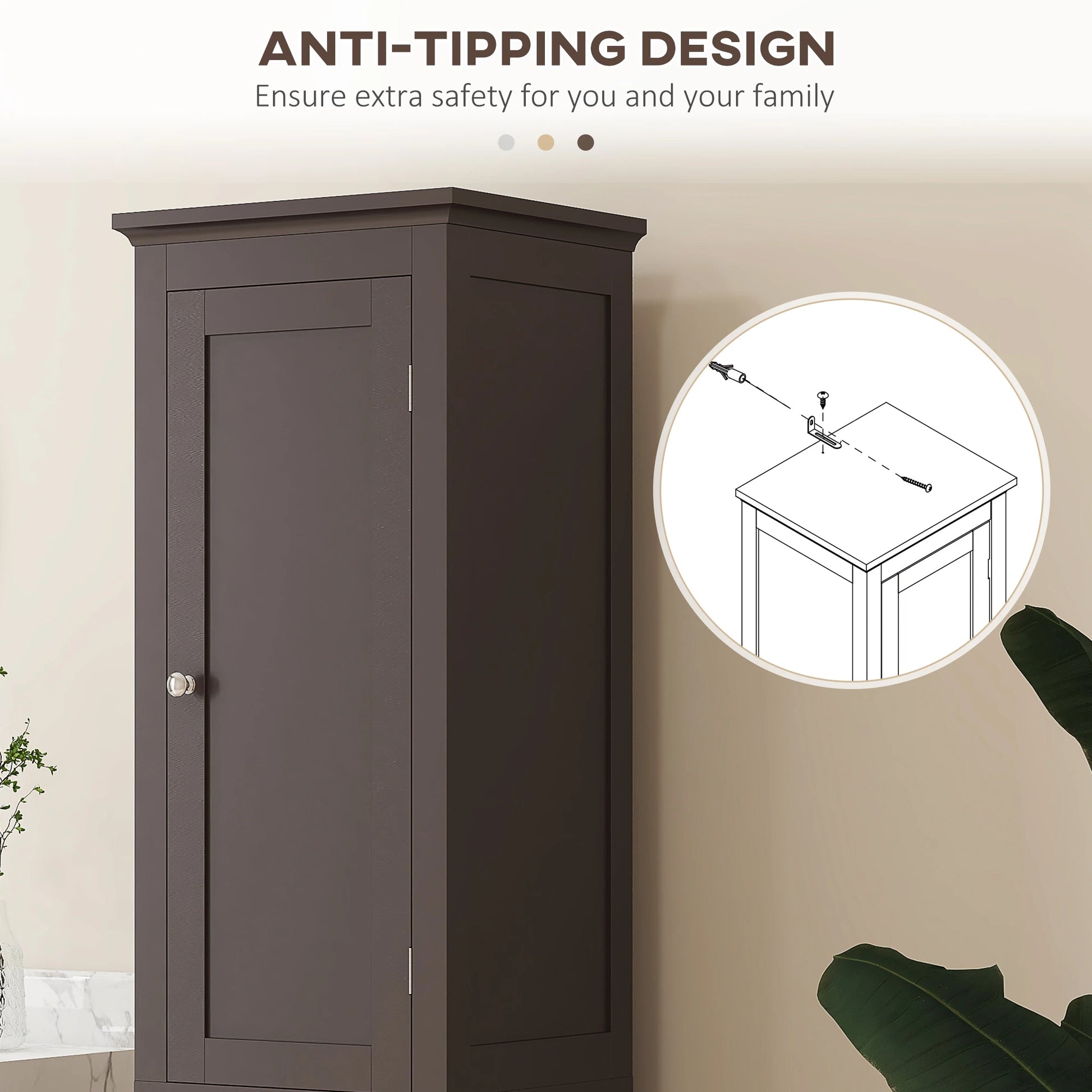 Tall Bathroom Cabinet, Freestanding Storage, Adjustable Shelves, 15" x 13" x 63", Dark Brown Bathroom Cabinets at Gallery Canada