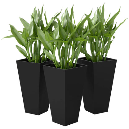 28" Tall Garden Plastic Planters, Set of 3, Indoor Outdoor, Black Garden Accessories Black at Gallery Canada