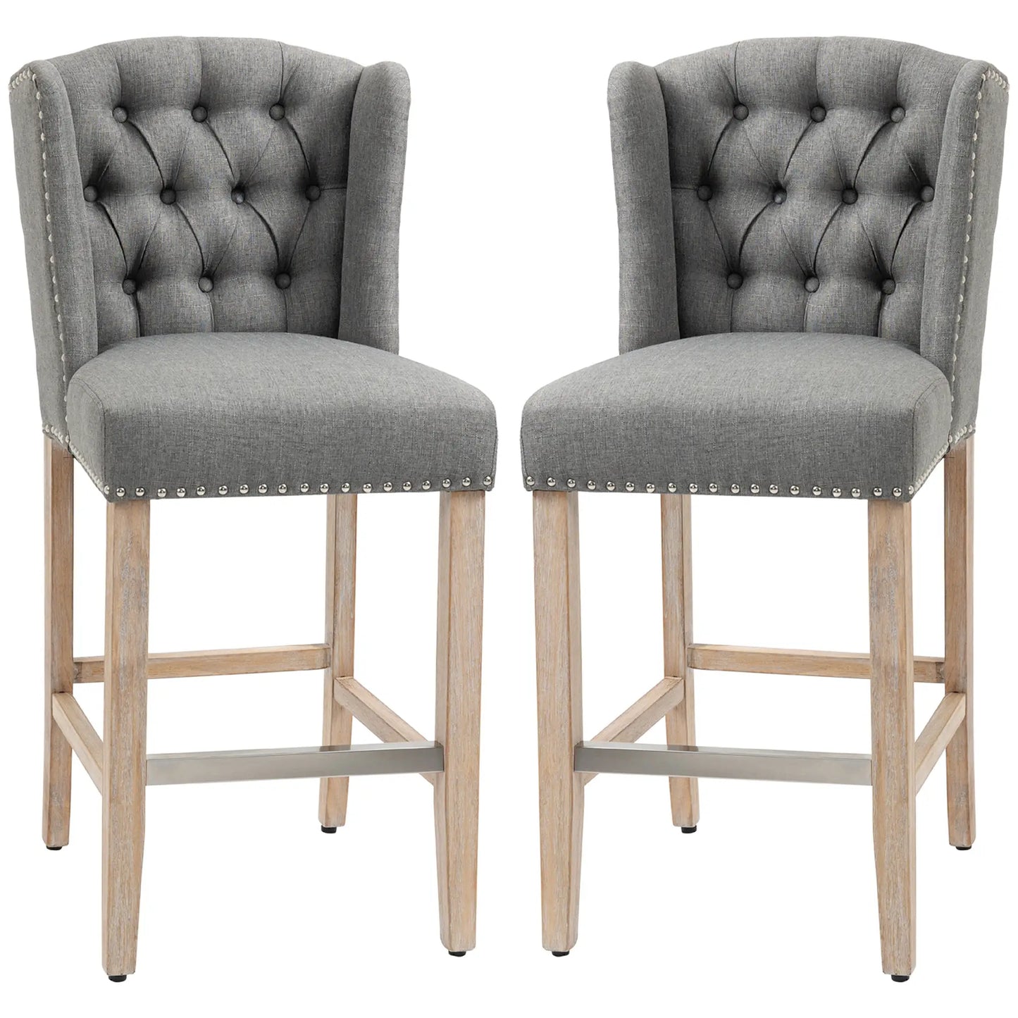 Counter Height Bar Stools Set of 2, Upholstered, Grey Bar Stools Grey at Gallery Canada