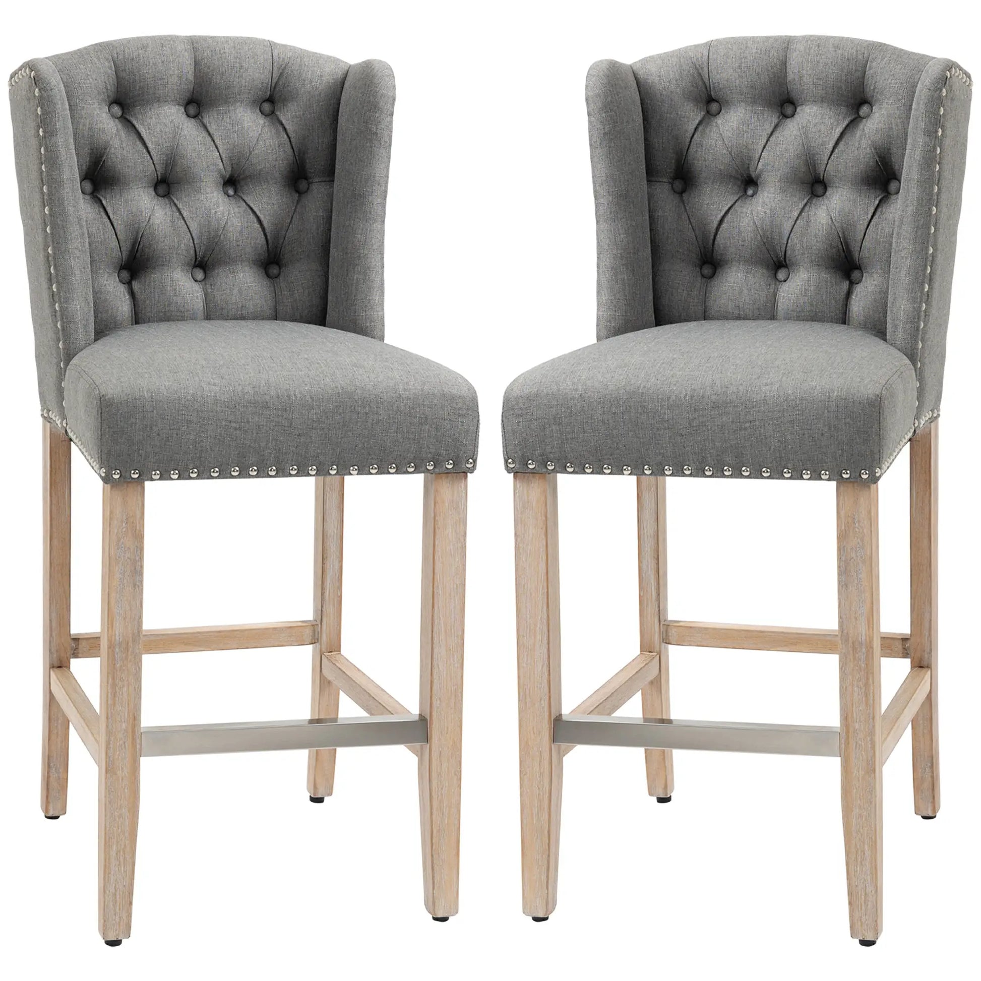 Counter Height Bar Stools Set of 2, Upholstered, Grey Bar Stools Grey at Gallery Canada