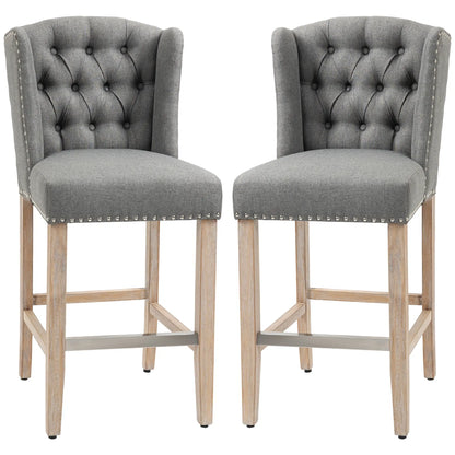 Counter Height Bar Stools Set of 2, Upholstered, Grey Bar Stools Grey at Gallery Canada