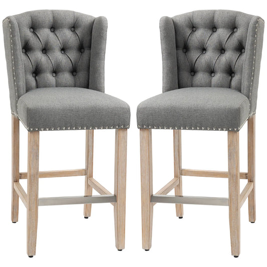 Counter Height Bar Stools Set of 2, Upholstered, Grey Bar Stools Grey at Gallery Canada
