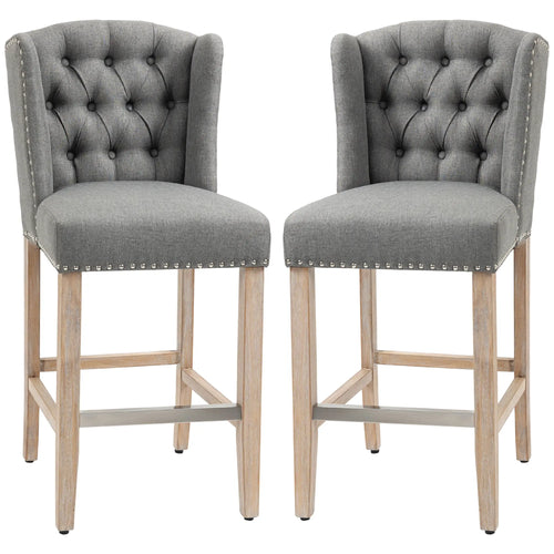 Counter Height Bar Stools Set of 2, Upholstered, Grey