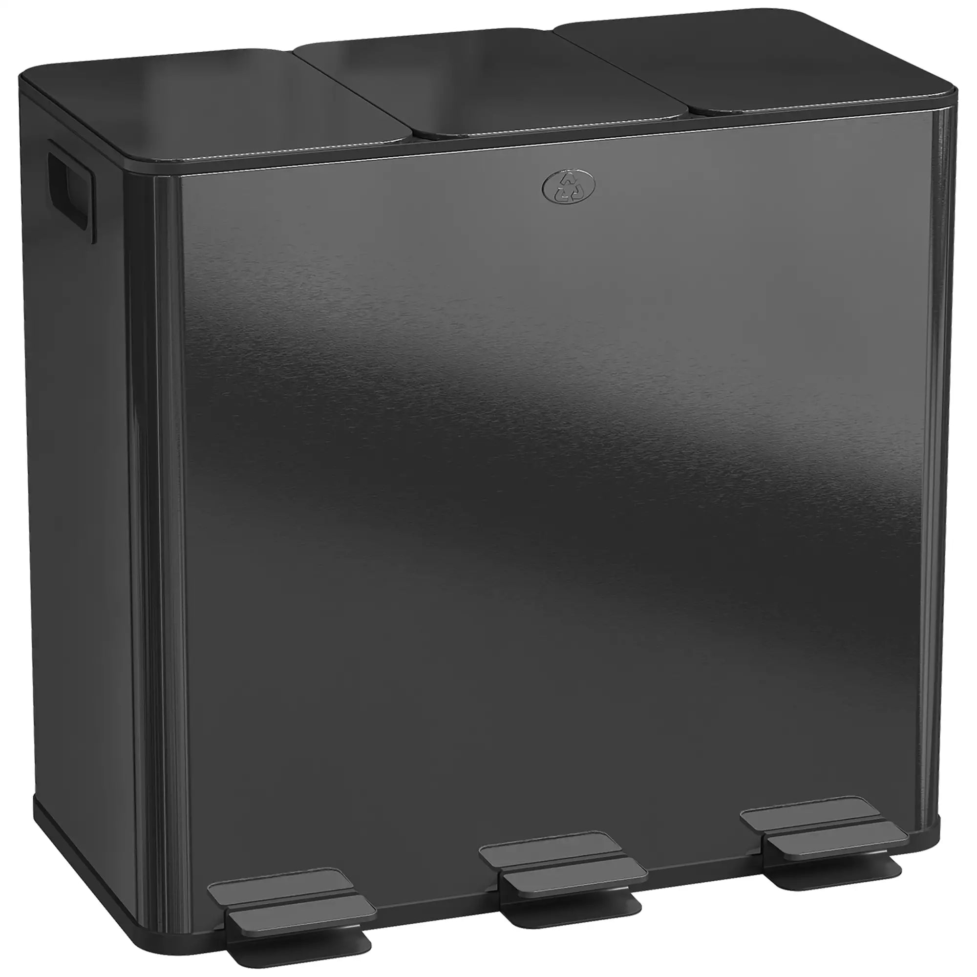 Triple Garbage Bin, Soft Close Trash Can, 3 x 20 Liter, Black Household Supplies at Gallery Canada